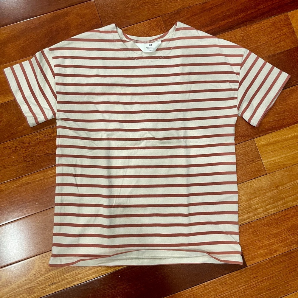 H&M girls striped wide top short sleeve sweatshirt
